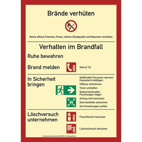 Brandschutzzeichen DIN EN ISO 7010 L210xB297mm Brandschutzordnung Folie (1/2)