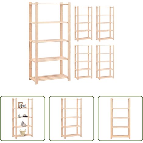 vidaXL Holzregal -  Lagerregale 5 Böden 5 Stk. 80x38x170cm Massivholz Kiefer 250kg (1/5)