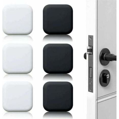 Butoir de porte mural grand 6 pièces tampon de porte autocollant en caoutchouc blanc/noir 45mm×45mm tampon de poignée de porte tampon mural pour poignées de porte contre butée de porte (1/4)