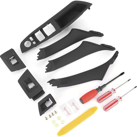Poignées de porte intérieures, accoudoirs, interrupteurs, commandes de lève-vitres, panneaux (520, 523, 525) pour BMW Série 5 F10 F18 : ensemble de 7 pièces noir (1/5)