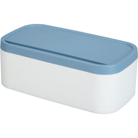 Wiederverwendbare, tragbare Aufbewahrungsbox, staubdichte Gesichtsmaskenhülle, Gesichtsmasken-Organizer, großes Fassungsvermögen, für Zuhause und Schule, blau (1/5)