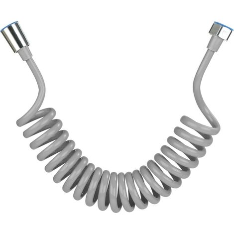 Flexible de douche.Tuyau de douche en mousse avec bouchon en cuivre. tuyau à ressort télescopique. flexible rétractable pour douchette. WC et bidet(3M Gris) (1/4)