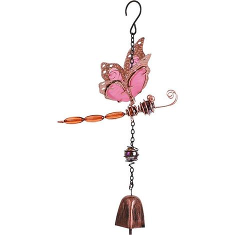 Carillon Éolien en Métal avec Motif Libellule, Décoration D'Extérieur pour Jardin, Fenêtre, Cour, C