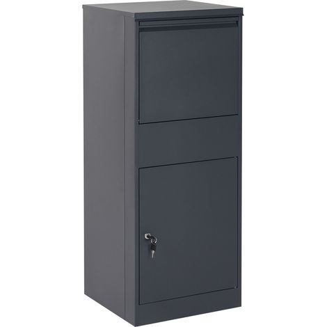 Parcel Box Graphite Grey Galvanised Steel Delivery Locker Key Locked Compartment Outdoor Parcel Drop Box OTRANTO (1/5)