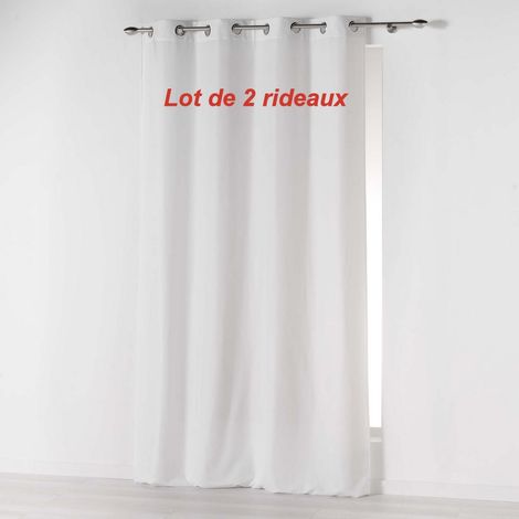 Lot de 2 rideaux a oeillets 140 x 260 cm microfibre unie absolu Blanc (1/2)