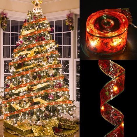 20m Led Guirlandes Lumineuses À Ruban Brillant，Rouge Guirlande Lumineuse De Noël Pour Nouvel An Fête Mariage Déco De Sapin Noël Extérieur Intérieur-Blanc Chaud