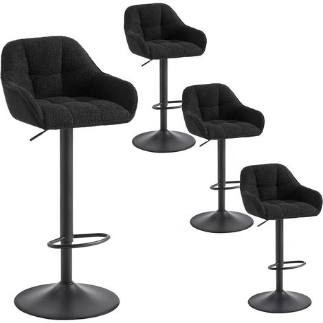 Woltu – Lot de 4 tabourets de bar réglables en hauteur – Hauteur d'assise 63-84 cm – Chenille et velours côtelé – Capacité 150 kg – Design chic