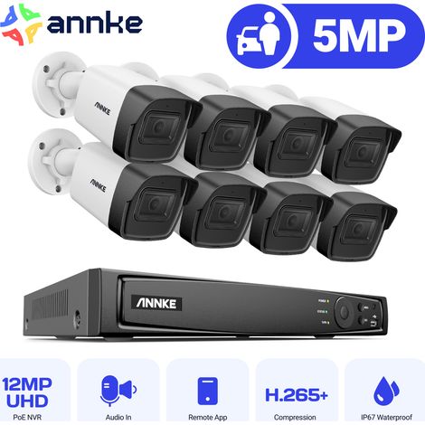 ANNKE 8CH Kit de Cámara Vigilancia NVR 85MP Cámara Seguridad Visión Nocturna Interiores Exterior Detección Movimiento Acceso Remoto Sistema Vigilancia (1/5)