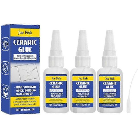 Colle céramique pour la réparation de la porcelaine et de la poterie, 1 à 6 pièces, colle à adhérence instantanée et forte, 30 ml (3 pièces) (1/5)
