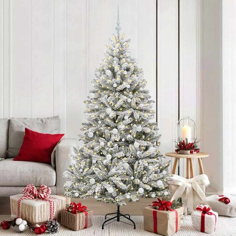 Künstlicher Weihnachtsbaum Grün und Weiß 180 cm PVC und Metall
