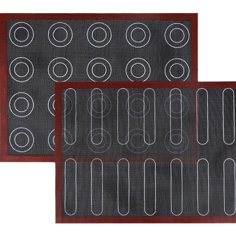 Tapis de cuisson en silicone, 30x40cm, noir avec détails rouges. (1/3)