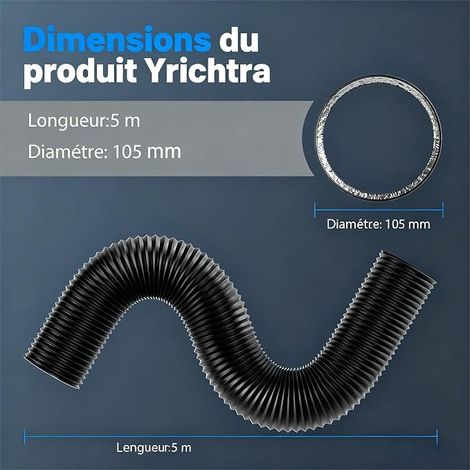 200 mm PVC Ventilation Hose, Flexible Aluminium Air Vent Hose for Air Conditioning, Dehumidifier Extractor, Black (1/4)