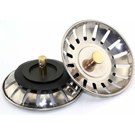 2PCS Bonde à panier universelle 8 cm Filtre à Évier de Cuisine en Acier Inoxydable Filtre Bouchon d'Évier à Double Couche Égouttoir Dévier pour Cuisine et Salle de Bain (1/4)