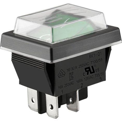 DPST-Ein/Aus-Wippschalter, 4 Anschlüsse, grüne Kontrollleuchte, 16 A, 250 V AC, mit wasserdichter Abdeckung (1/5)