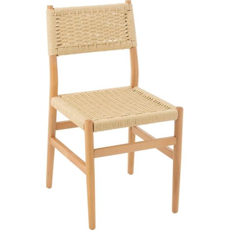 Chaise naturelle en bois et corde tressée - naturel (1/5)