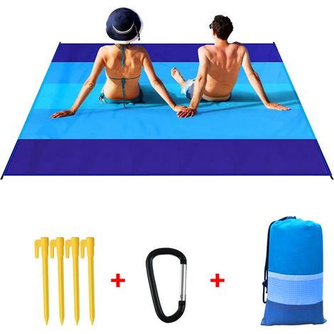 Tapis d'extérieur imperméable et résistant au sable, couverture de plage, Portable et pliable, en Polyester, pour pique-nique, 140cm/210cm, 4 couleurs (1/5)