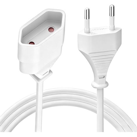 Rallonges d'alimentation, Fiche Plate Type C vers Prise Euro, Câbles d'alimentation pour Téléviseurs, Moniteurs, Ordinateurs, Consoles de Jeux, Lampes, Projecteurs (2 Meters) (1/5)