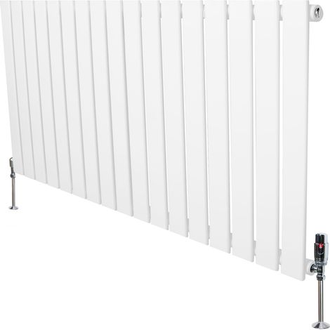 Radiatore Orizzontale 600 x 1190 mm con Valvole TRV Bianco