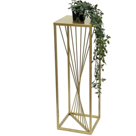 DanDiBo Blumenhocker Metall Gold Eckig 70 cm Blumenständer Beistelltisch 96565 Blumensäule Design Modern Pflanzenständer Pflanzenhocker (1/5)