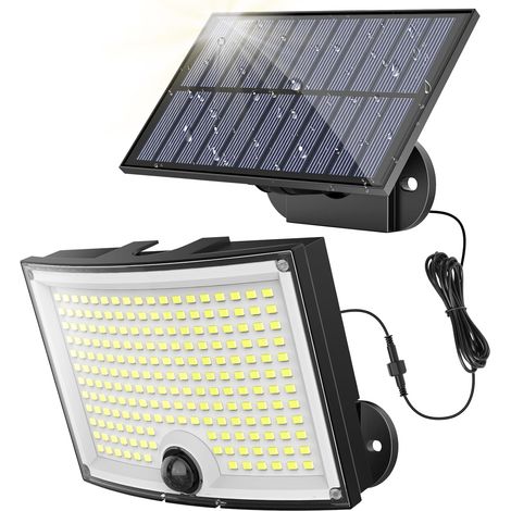 Lampe Solaire Extérieur Detecteur de Mouvement【202 LED  3 Mode  210°Iluminació  IP65】 Lumiere Solaire Exterieur  Spot Led Extérieur  Projecteur Exterieur Led  2 Paquet