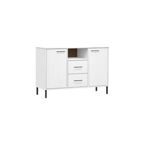 Buffet avec pieds en métal Blanc 113x40x77 Bois massif OSLO (1/5)