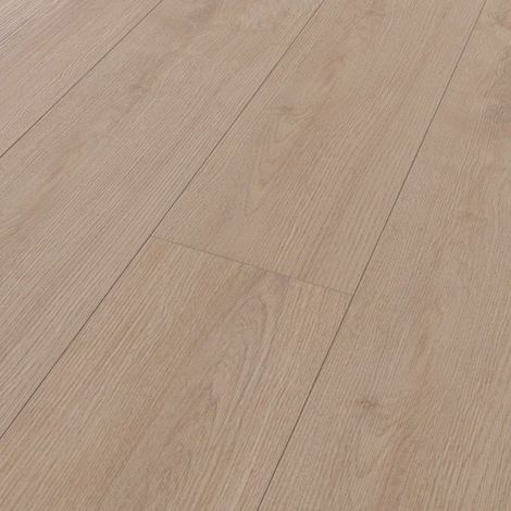Parquet stratifié clipsable chêne beige 1380 x 193 x 8 mm – Résistant à l'abrasion et aux glissements – Système 5G pour pose facile – Kronotex