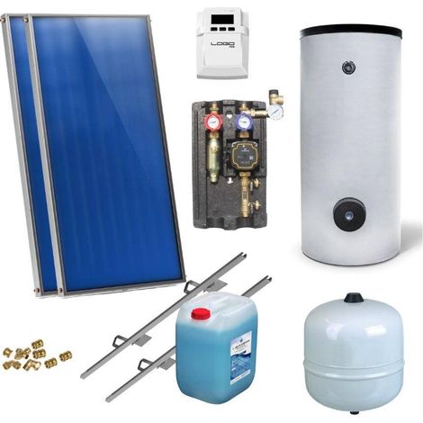 Solaranlage Warmwasser Solarpaket 2 Kollektoren Speicher Flachkollektor (1/5)