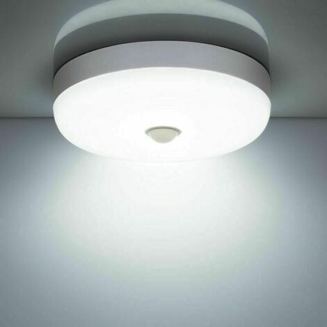 Plafonnier LED avec Détecteur de Mouvement 12W 1500LM 6500K Blanc Froid IP56 Étanche, Lampe Plafond LED Ronde pour Usage Intérieur et Extérieur, Escalier, Salle de Bains, Garage, Couloir [Classe énerg (1/4)