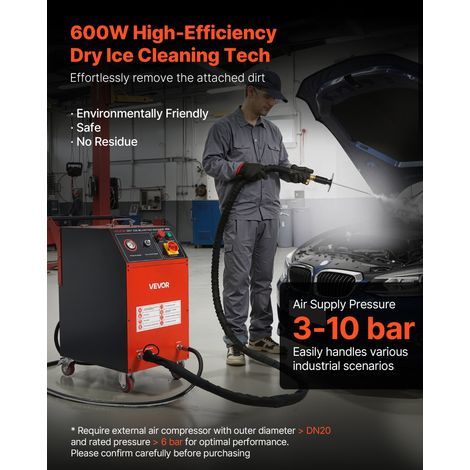 Machine de Projection de Glace Sèche, Capacité 7,5 kg, Machine de Nettoyage Cryogénique 4 Buses, Pression Quantité Réglables, Netto… (1/5)