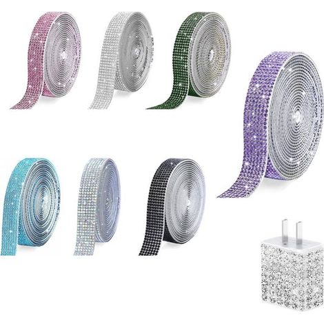 Nastro con strass, nastro autoadesivo con strass, 7 rotoli, larghezza 1,5 cm, strass da applicare, adesivi, lavori creativi, decorazioni, fai da te (1/5)