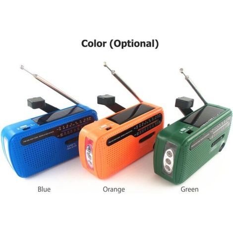 Radio d'urgence, batterie externe portable rechargeable solaire 1200 mAh, lampe torche LED, récepteur AM/FM SW1 SW2, fonctionne sur batterie, avec chargeur de téléphone portable,orange . (1/5)