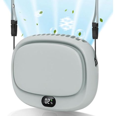 Ventilatore da collo portatile a mani libere (verde chiaro), ventilatore personale a 5 velocità ricaricabile tramite USB. (1/5)