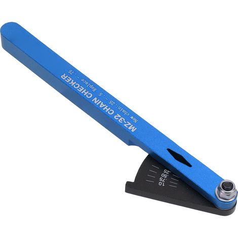 Indicateur de chaîne de vélo en aluminium, outil de vérification de chaîne multifonctionnel, jauge de réparation de chaîne de vélo bleue (1/5)