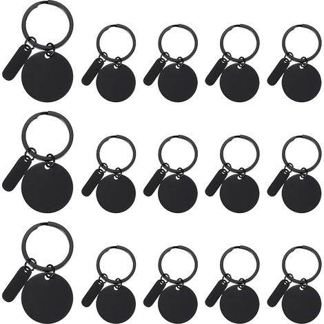 Ébauches de porte-clés en acier inoxydable à graver, étiquettes de porte-clés en métal à estamper et à graver au laser avec étiquette de suspension (1/5)