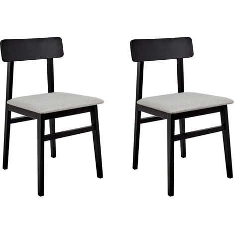 Conjunto de 2 sillas de comedor asiento de tela estructura de madera negra gris Stacy