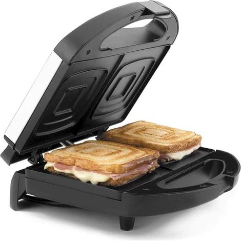 Tostiera Elettrica per Fette Quadrate, Potenza 750w, Colore Nero