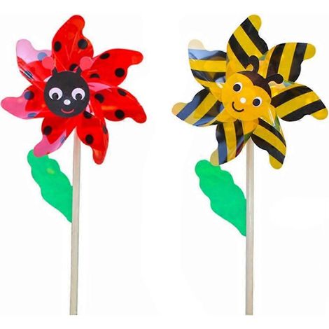 Girouette pour balcon, clôture, jardin, décoration de maison, moulin à vent coloré, accessoire abeille- (1/5)