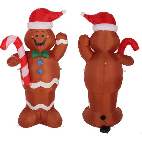 Fdit Weihnachtsgartendekoration, aufblasbares Lebkuchenmann-Modell, aufblasbare Weihnachtsfigur, schnell aufblasbar, Lebkuchenmann für die Weihnachtsgartendekoration (1/5)
