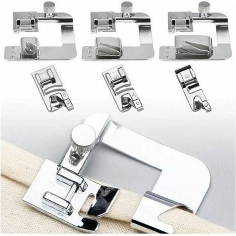 6 Pieces Sewing Machine Presser Foot Hem Foot 4/8 6/8 8/8in Rolled Hem Foot 3/4/6mm Foot (1/5)