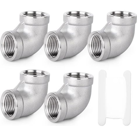1 pièces coude à 45 degrés en acier inoxydable 304, tuyau mâle 1"BSP vers femelle 1"BSP, raccord de tuyauterie 304 Fbsp X Fbsp(90 Degrés) 1/8"BSP(5 PCS) (1/5)