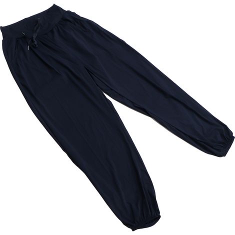 Pantalon de yoga femme jogging, taille haute, cordon coulissant, coupe ample, pantalon lounge confortable bleu marine, taille M. (1/5)
