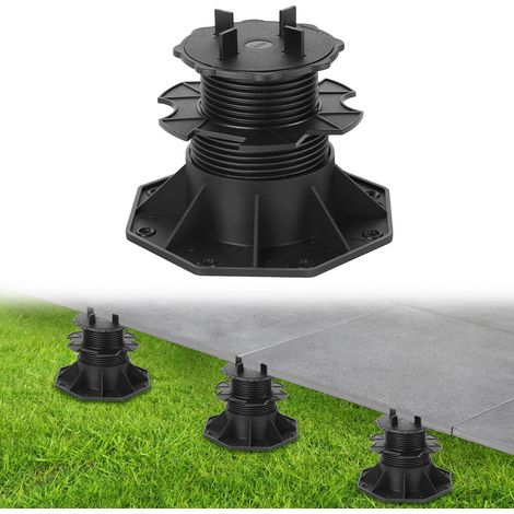 Jiubiaz 10 Stück Stelzlager 65-140mm Terrassenlager mit Fugenkreuz Stellfuß Höhenverstellbar Plattenlager für Steinplatten, Keramik-, Beton-