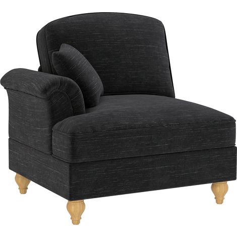 Canapé une place en chenille noir avec 1 coussin et jupe volantée amovible, OKWISH (1/2)