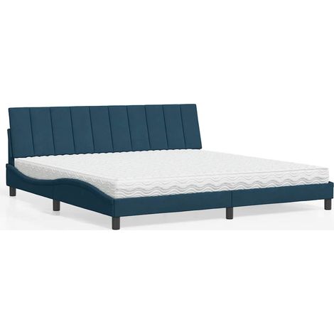 Maison Exclusive - Letto con Materasso Hanko Blu 200x200 cm Velluto (1/5)