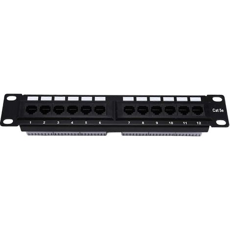 Panneau de brassage 12 ports CAT5e 10G, compatible réseau 1U, UTP, montage mural ou en rack, bloc de connexion pour câbles CAT5e (1/5)
