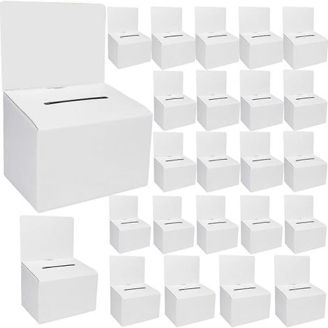 Lot de 24 urnes en carton avec fente, urnes de tombola 15 x 15 cm, boîtes à suggestions avec fente amovible, boîtes à dons (1/5)