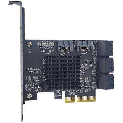 Carte d'extension SATA 8 ports PCI-E, adaptateur PCIe x4 vers SATA 3.0 6 Gbit/s pour disques durs et SSD. Contrôle QAQ (1/5)