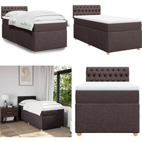 Sommier à lattes de lit avec matelas Marron foncé 80x200 cm - Lit Double - Lit Plateforme - Matelas À Ressorts Ensachés - Literie - Chambre À Coucher - Home & Living