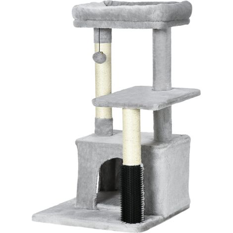 Albero Tiragraffi 48x48x85 cm Rivestimento in Peluche Grigio chiaro (1/5)