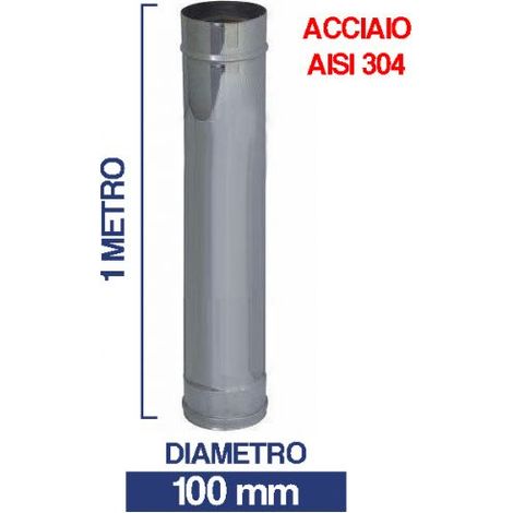 TUBO STUFA PELLET CAMINO IN ACCIAIO INOX AISI 304 PER CANNA FUMARIA 1 MT 24426V 100 (16123)